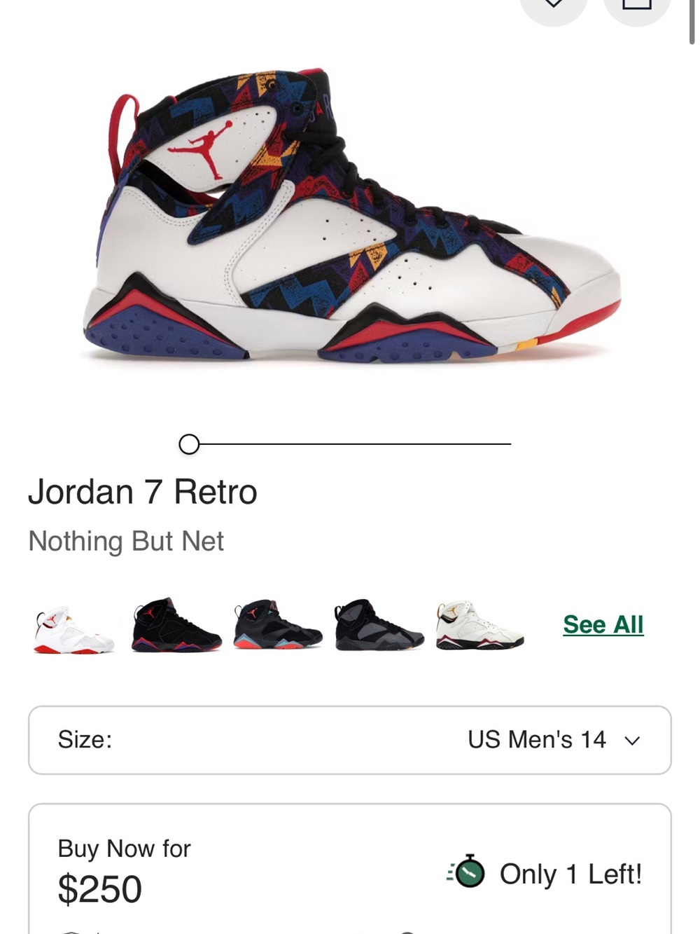 Air Jordan 7 Retro Sneakers in White/Black/Red